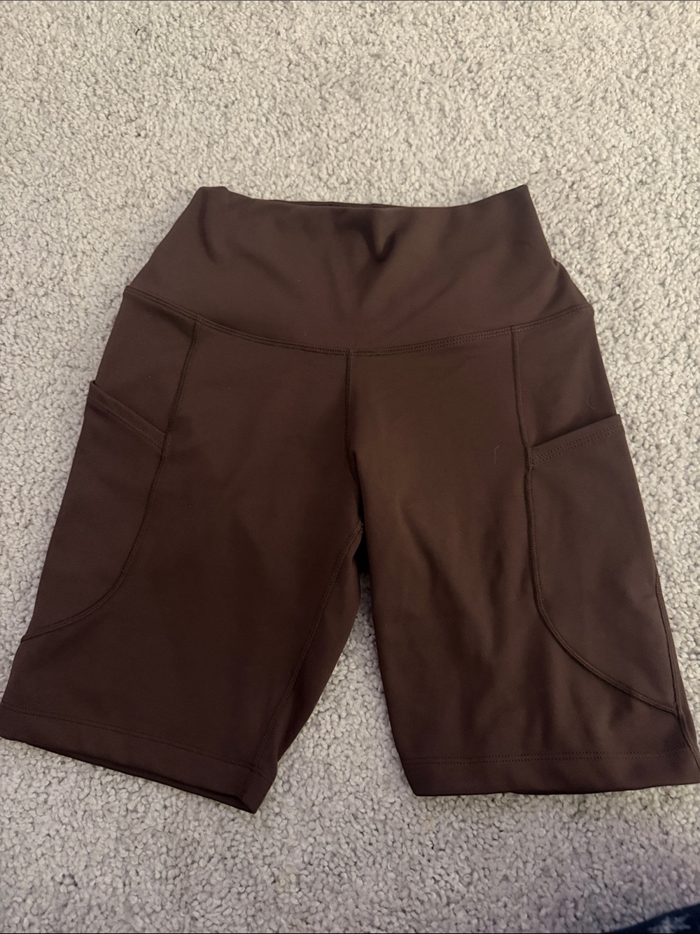 Nike Brown High-Waist Bike Shorts with Side Pockets
